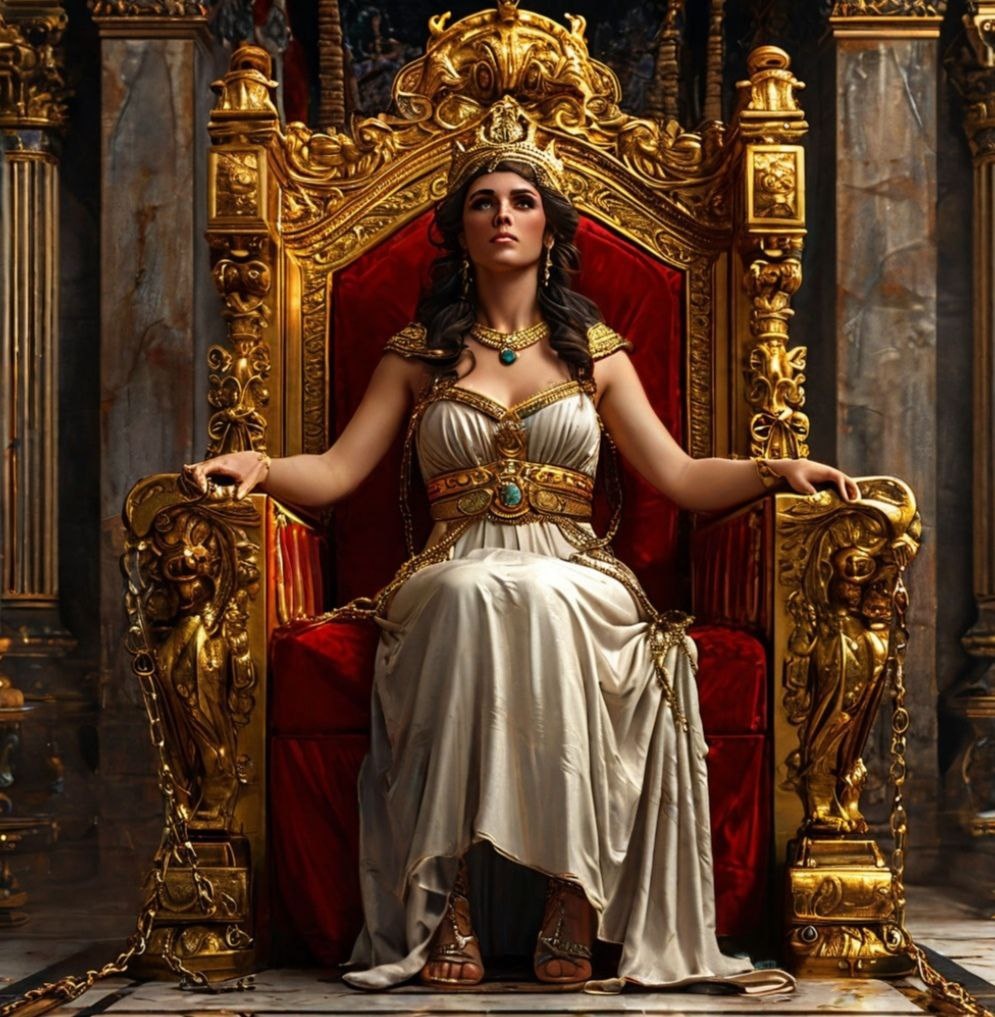 Гера в кресле, выполненном Гефестом