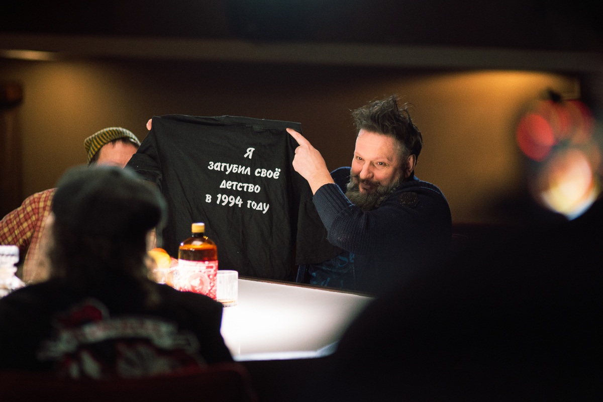 На съемочной площадке.