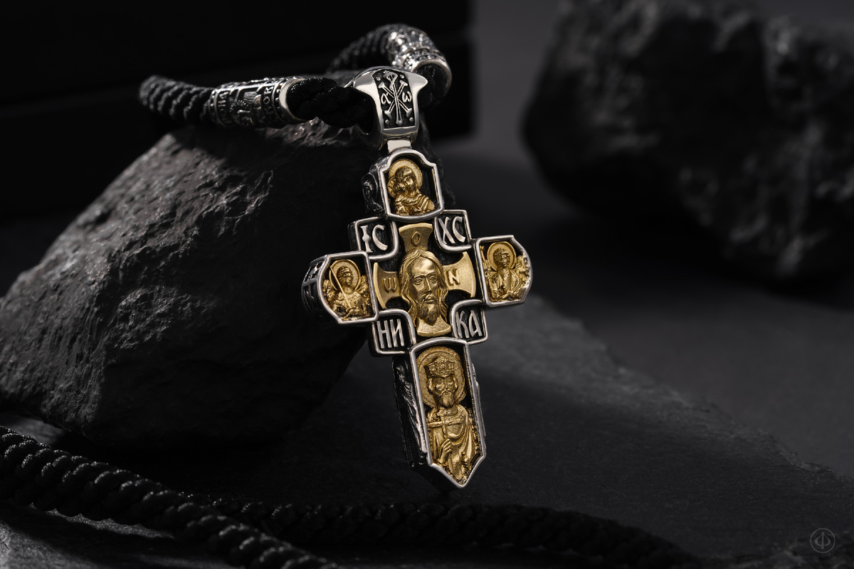 Крест "Мужества" из серебра и золота 585 Арт.054