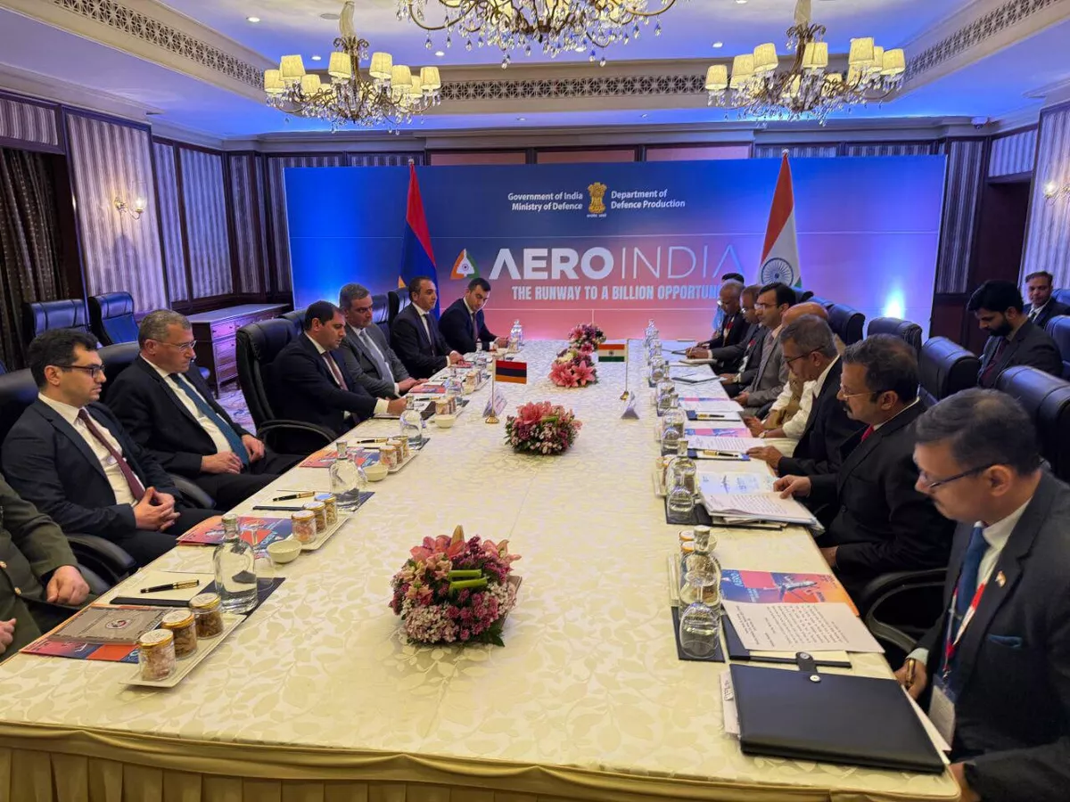 Встреча министров обороны Армении и Индии Сурена Папикяна и Раджнатха Сингха (11 февраля 2025). Нью-Дели
© Photo : press office of MoD of RA