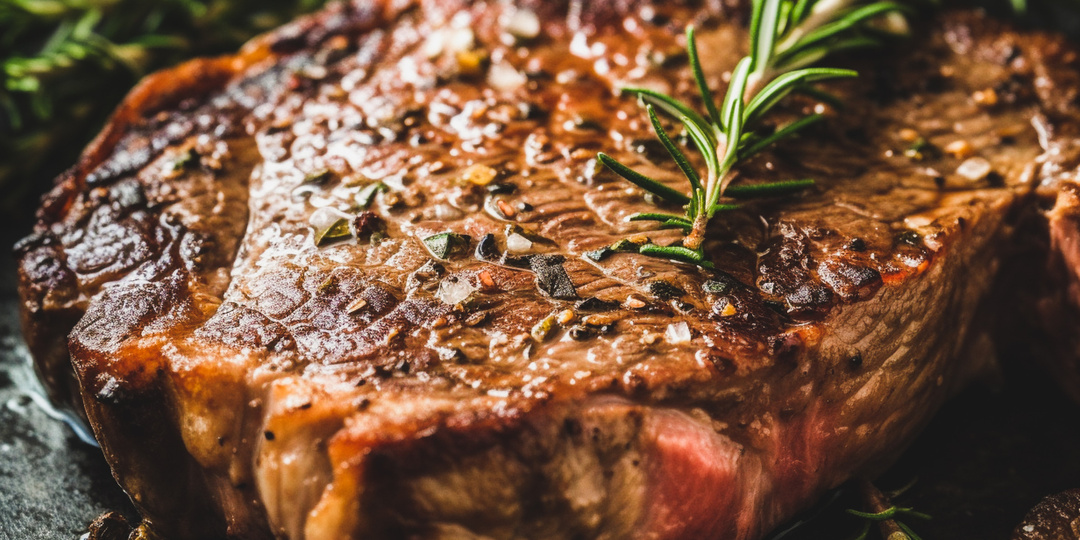 Сочный стейк из свинины на сковороде