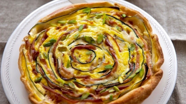 Закусочный пирог с тыквой, кабачками и индейкой.