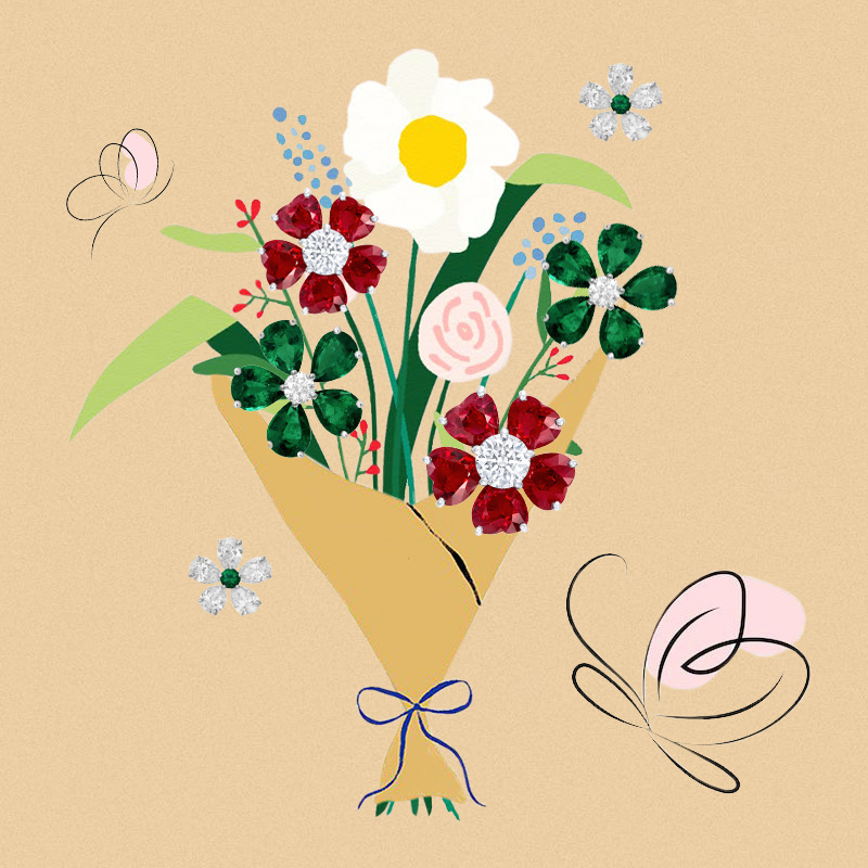 На фото: серьги Mercury Flower и серьги Graff Flower