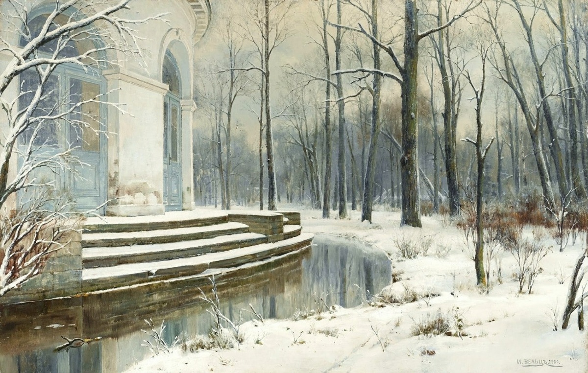 "Первый снег", 1904 год. Холст, масло 71,5 x 111,4 см