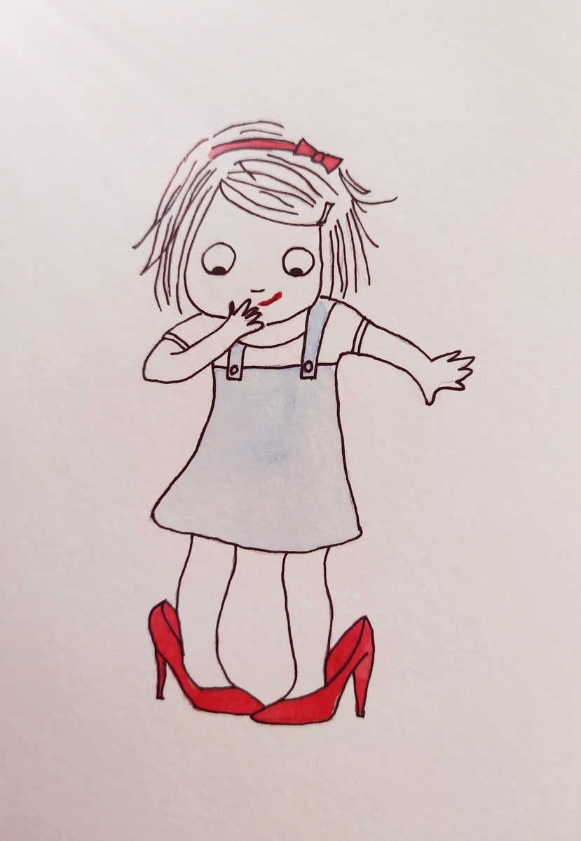 Кстати, эту девочку я нарисовала сама. Для открытки в тему. 