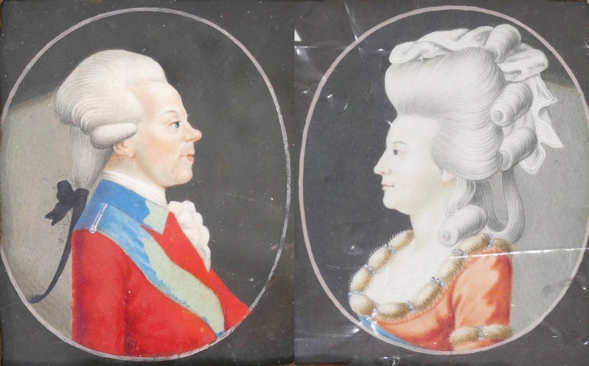 Павел Петрович с супругой Марией Федоровной (коллаж из двух миниатюр)