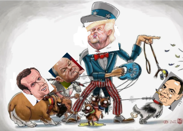 Европейские лидеры у ног хозяина. Коллаж автора