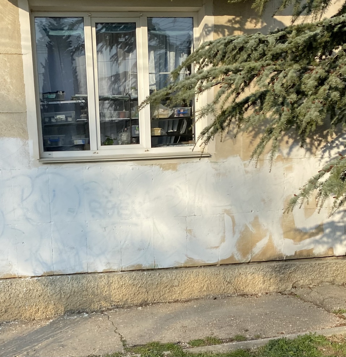 Первый этаж многоквартирного дома, возле дороги.