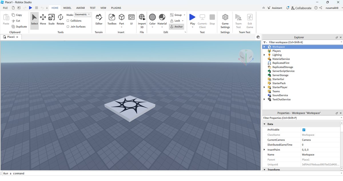 Интерфейс Роблокс Студио