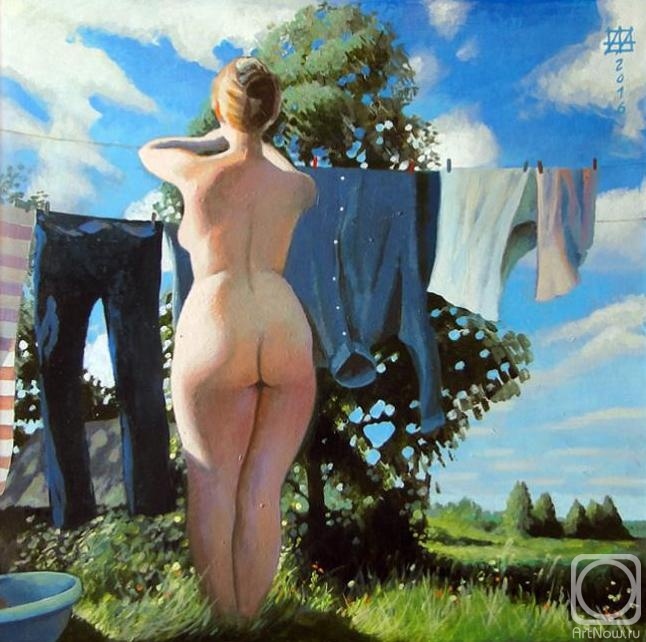 КАРТИНА ХУДОЖНИКА АНДРЕЯ ЮРЬЕВИЧА АНДРИАНОВА ПОД НАЗВАНИЕМ " ПОСТИРУШКА "