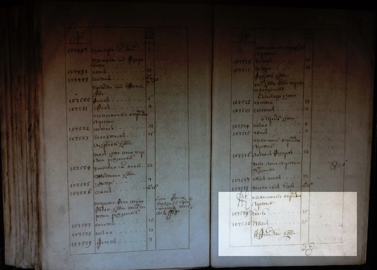 Ревизская сказка 1746 года по с.Столбищи