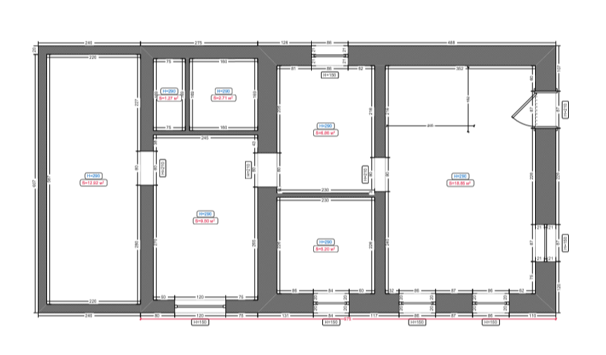 Изначальная планировка дома. Терраса слева