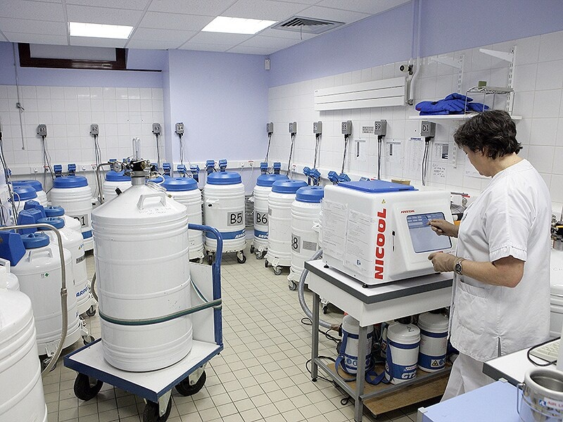 Так выглядит криобанк. Внутри белых бочонков хранятся яйцеклетки, сперматозоиды и эмбрионы