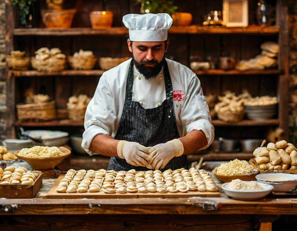 Лепка пельменей 