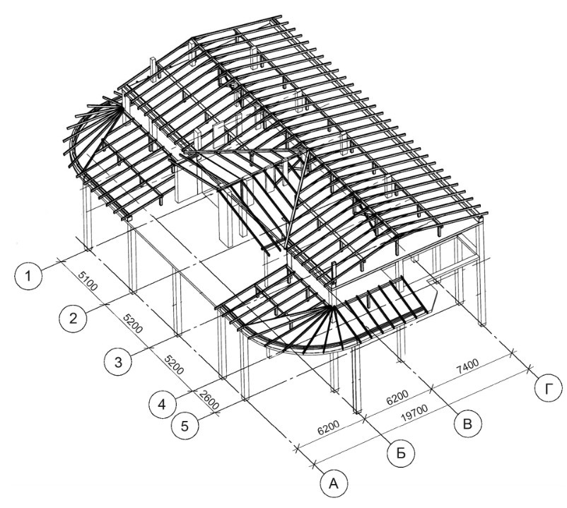 Приложение А. Пример выполнения изометрической проекции крыши