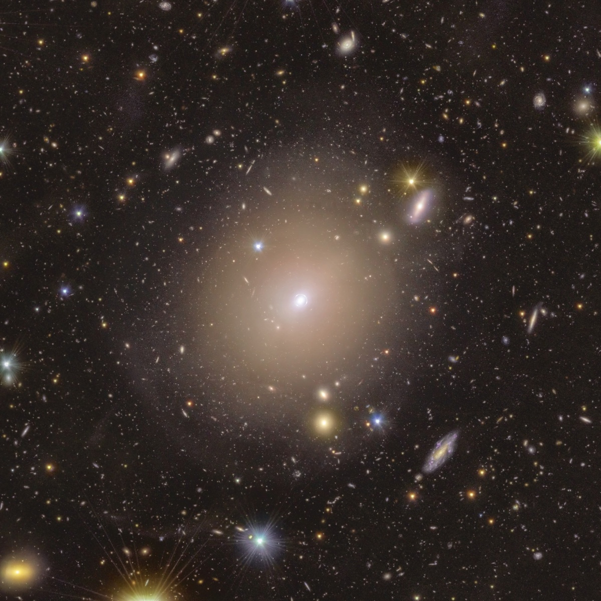 Кольцо света, окружающее центр галактики NGC 6505, запечатлённое телескопом Euklid Европейского космического агентства, является примером кольца Эйнштейна. NGC 6505 действует как гравитационная линза, преломляя свет от галактики, находящейся далеко позади неё.    
 Источник: ESA/Euclid/Euclid Consortium/NASA, image processing by J.-C. Cuillandre, G. Anselmi, T. Li; CC BY-SA 3.0 IGO or ESA Standard Licence  📷
