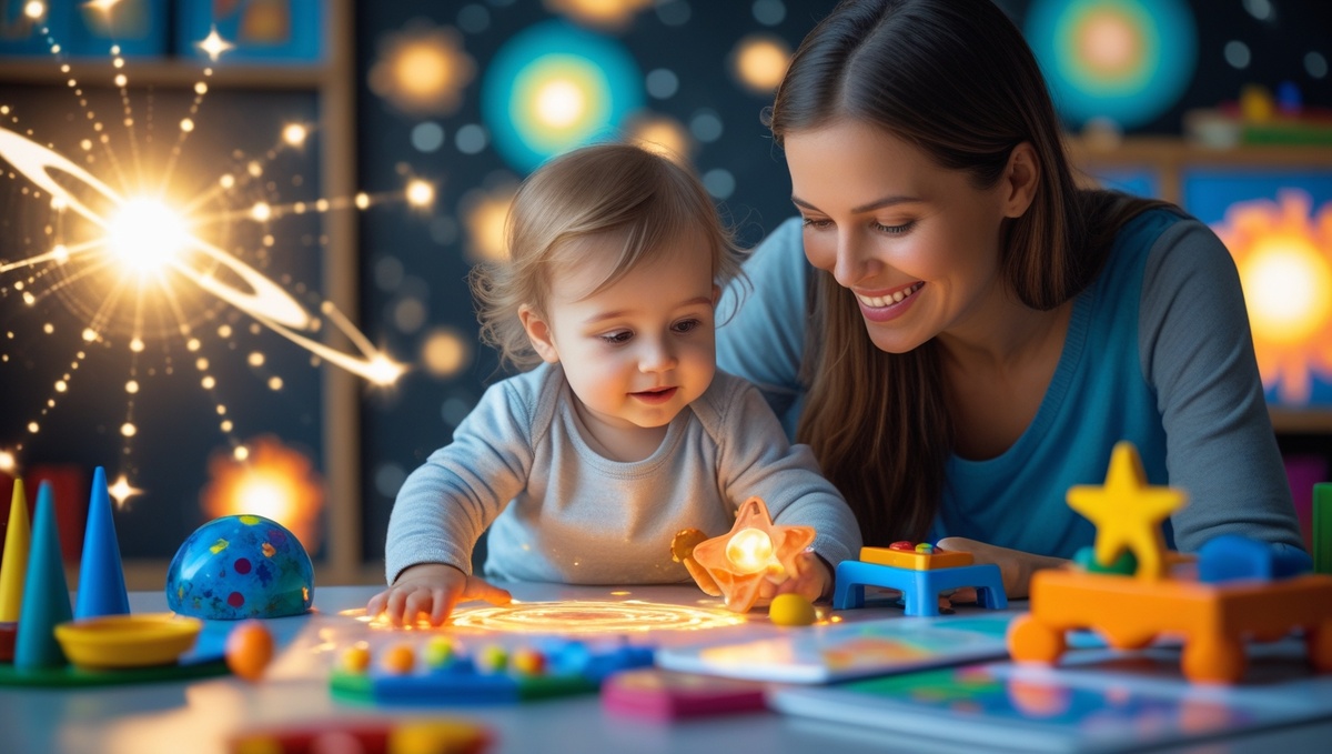 Ребёнок изучает игрушки