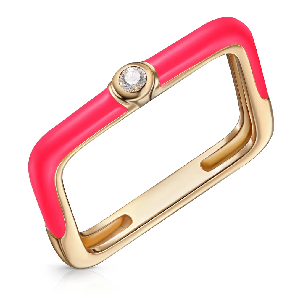 Яркой и уверенной — кольцо из розового золота с топазом и эмалью