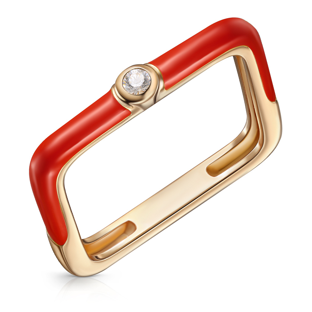 Яркой и уверенной — кольцо из красного золота с топазом и эмалью