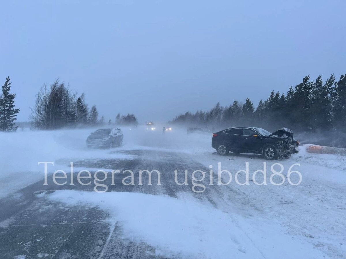    В Югре водитель иномарки в метель не увидел впереди идущую машину