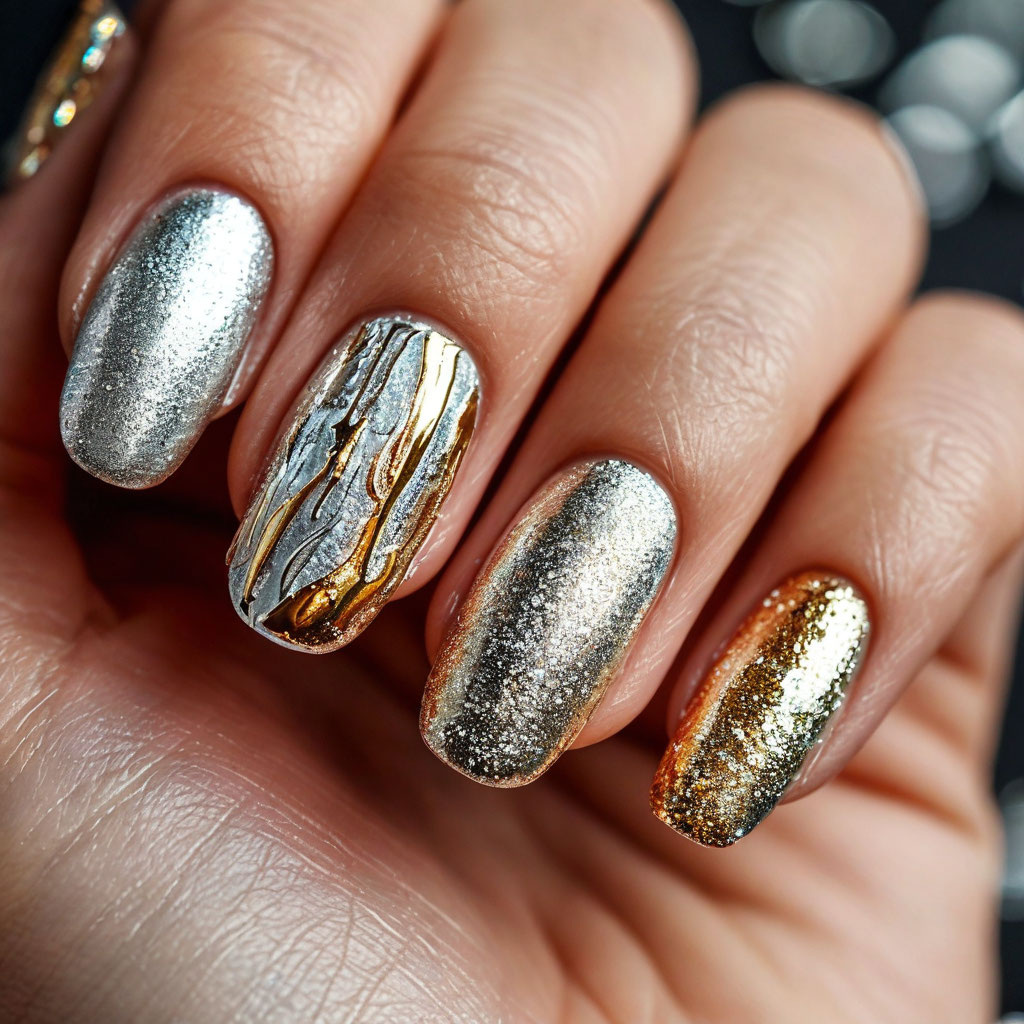 Маникюр «Жидкий металл» – сияние роскоши