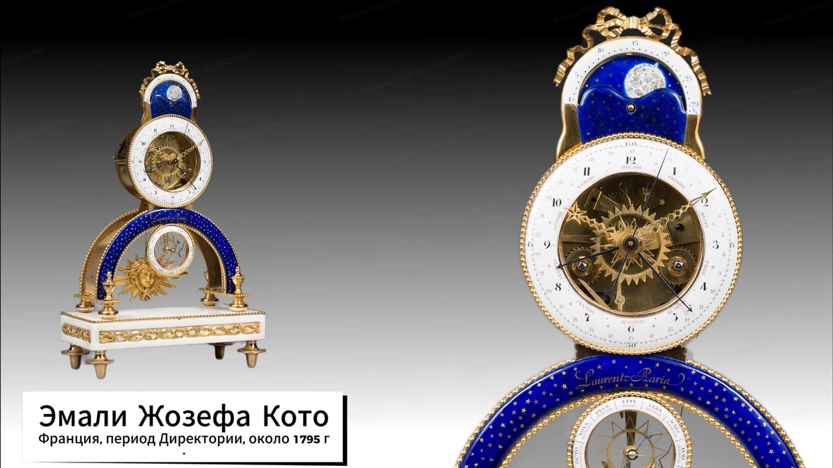 Мастер - часовщик Лоран Ридель, один из самых важных парижских часовщиков конца 18-го века и начала 19-го века, эмаль на часах Жозефа Кото
