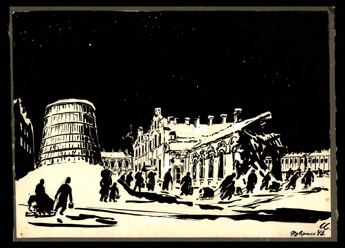 «У здания Финляндского вокзала», художник С. П. Светлицкий, 1982 г.