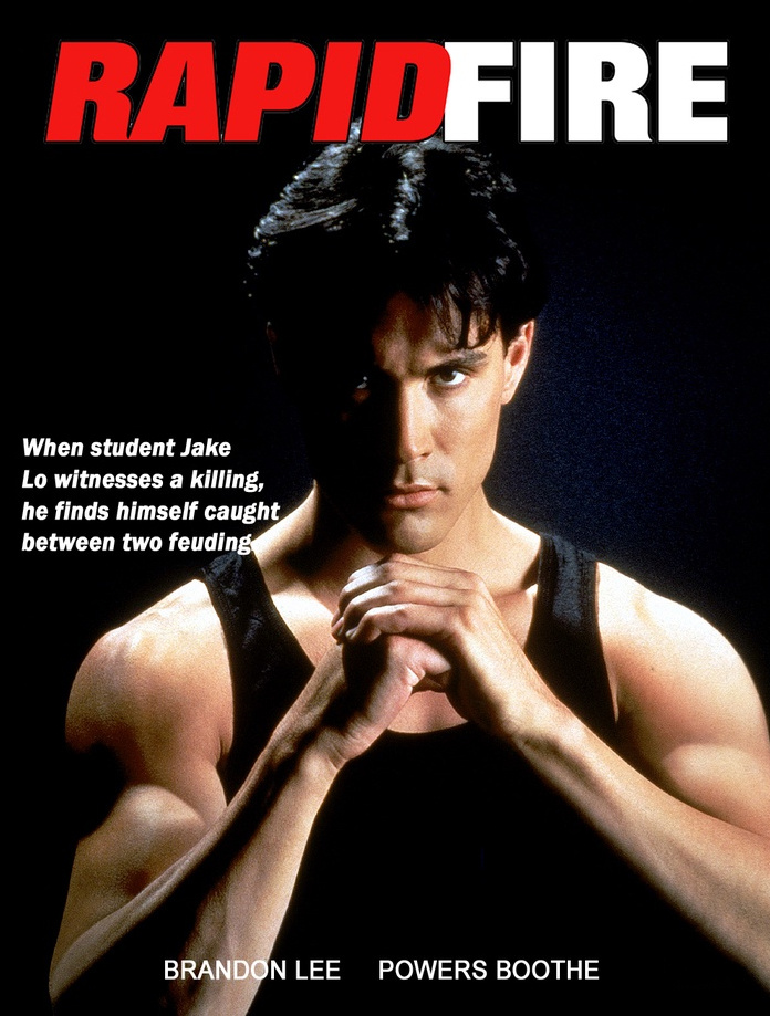 Брэндон Ли в роли китайского студента Джейка Ло / Постер к фильму «Беглый огонь» (1992)