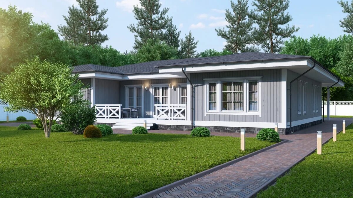 Обзор фасада загородного дома "Честер" компании NATURI