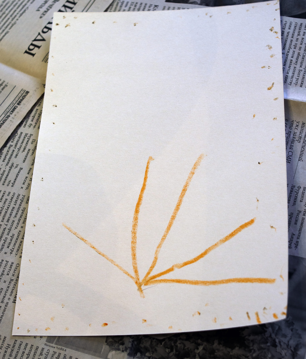 Коричневый мелок куда-то подевался, не иначе младшая утащила. Пришлось использовать что есть