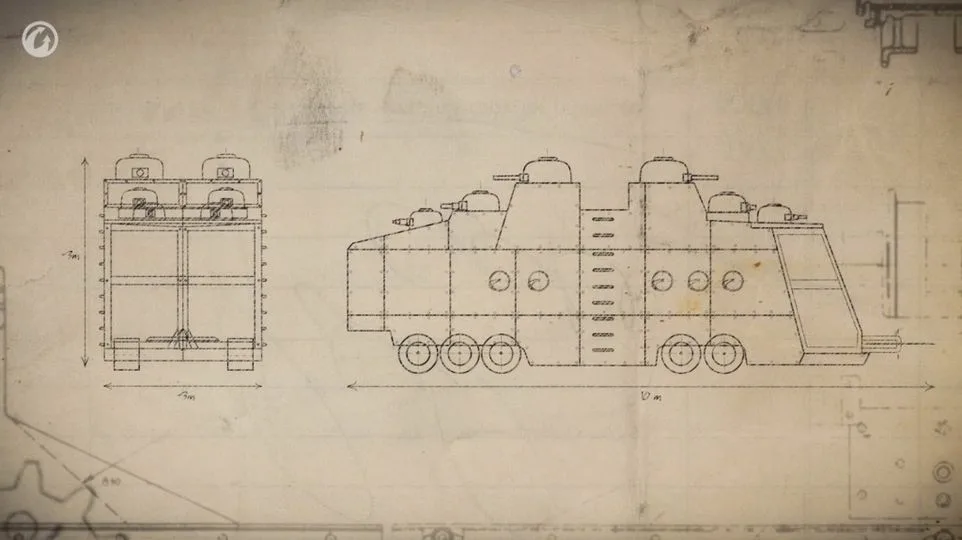 Примерный чертёж броневика Маркуса Ингала. Скриншот из видео от Wargaming.