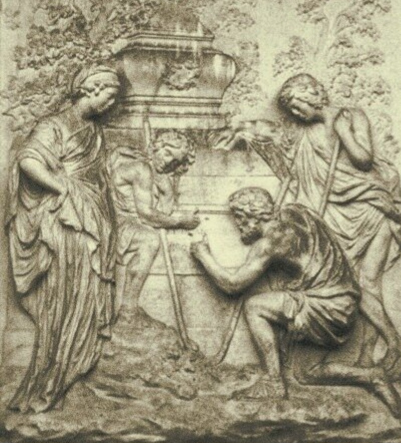 Зачем это в Британии?Пастухи указывают на плиту,на которой высечена надпись " Et in Arkadia ego".