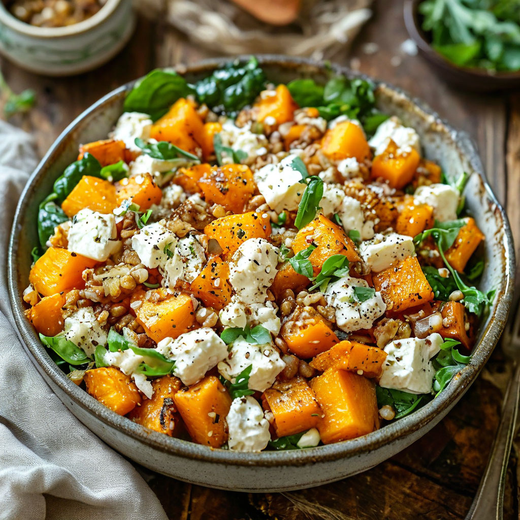 Самый вкусный салат с запечённой тыквой и фетой: рецепт для уютного вечера