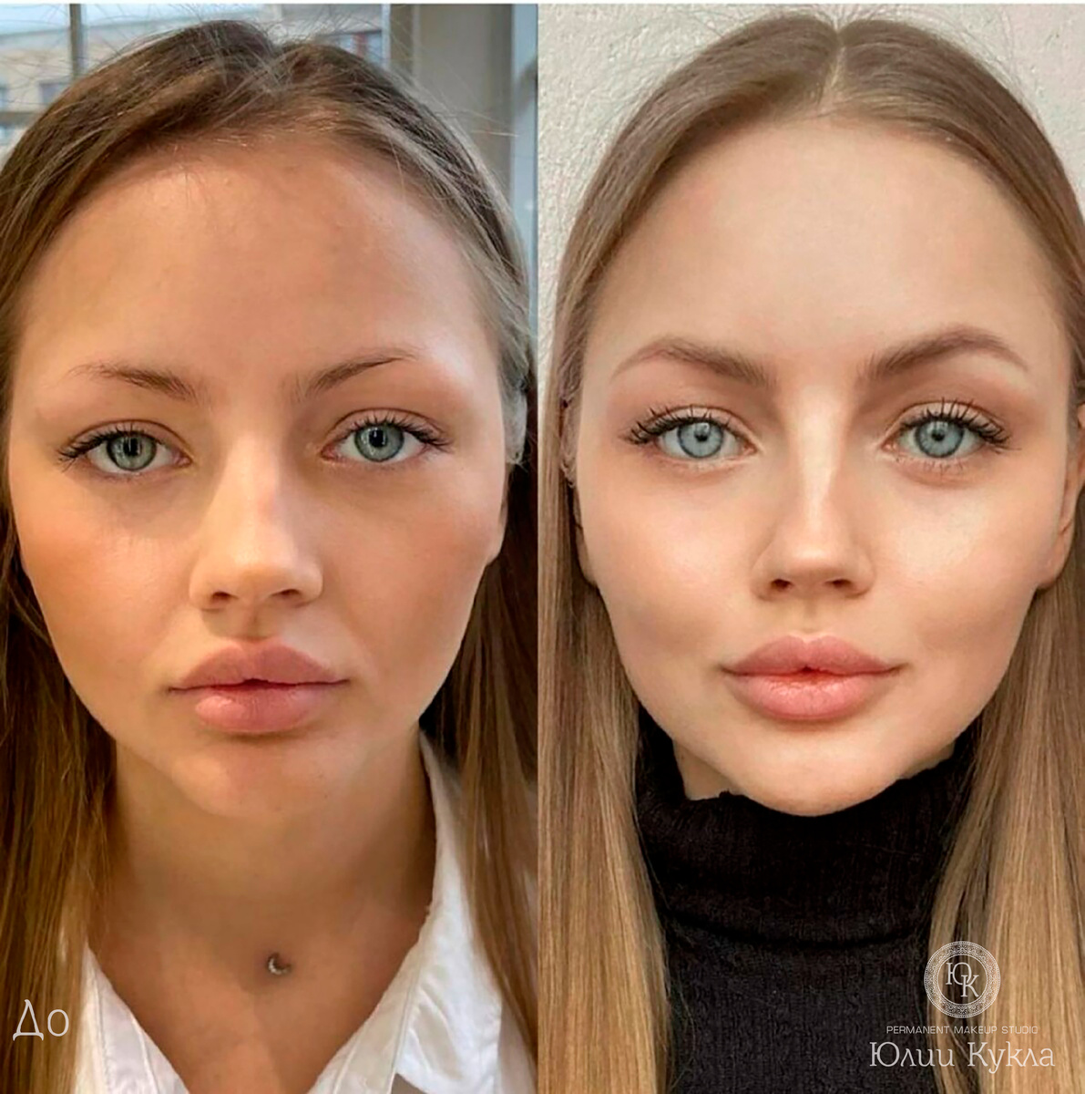 Перманентный макияж бровей до и после