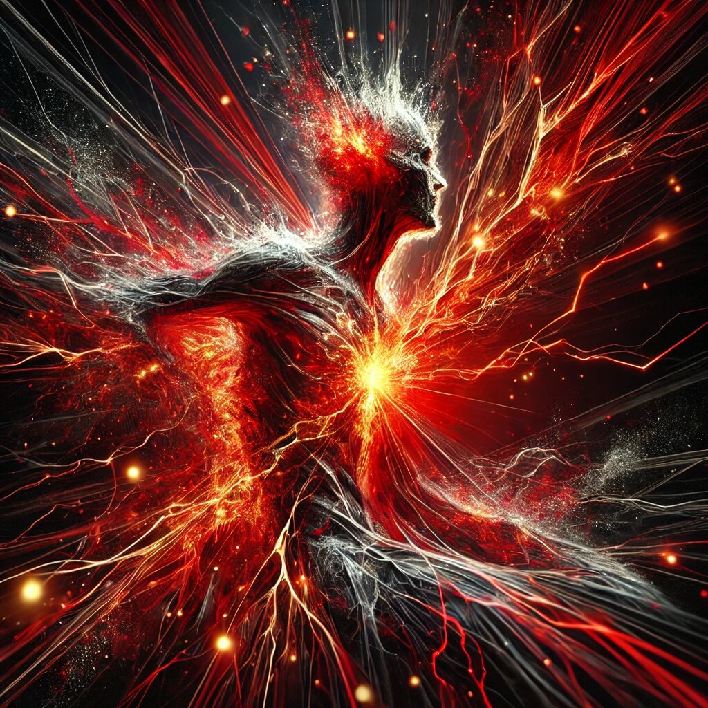 Абстрактное изображение боли с красными вспышками. Такая же боль у маркетологов и безнеса