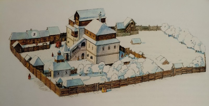 В книге написано: усадьба XVI века. За 16-й не скажу, но конец XVII - точно такие и были. Они и сейчас есть, например, в Гороховце.