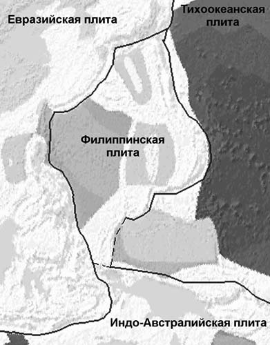 Тектоническая карта района Филиппинского моря