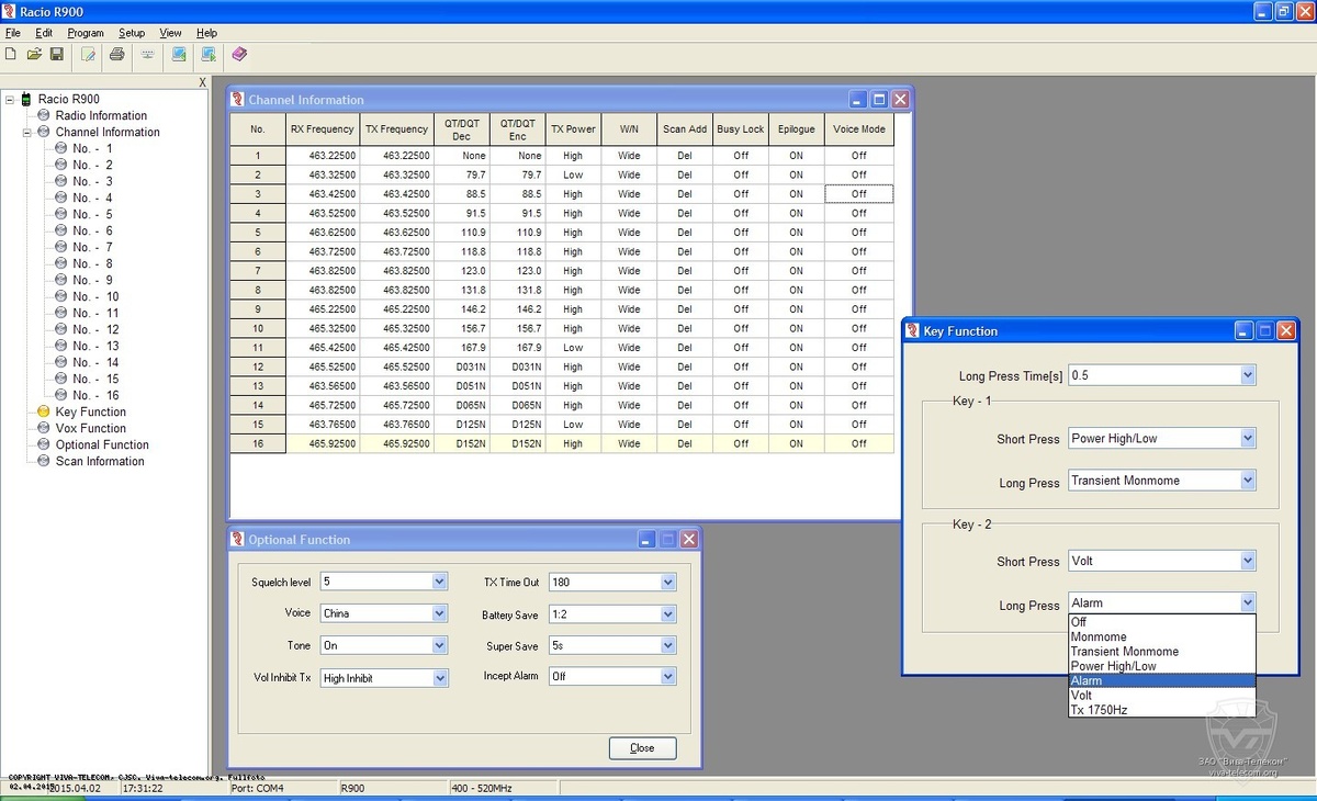 Какая частота каналов на радиостанции Racio R900?