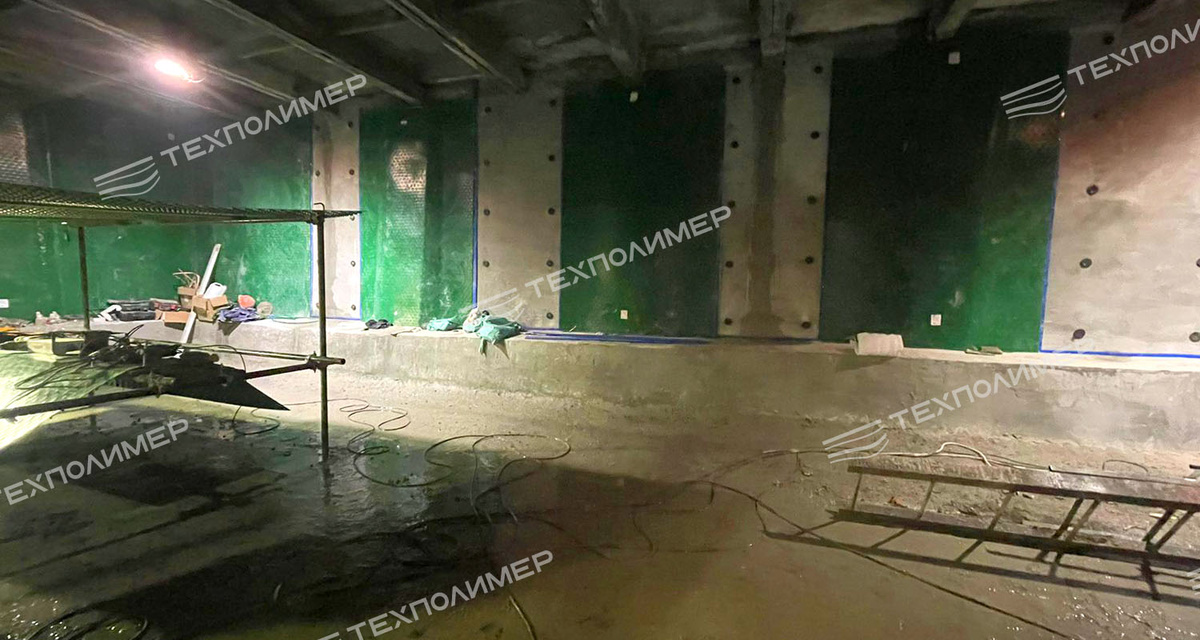 Футеровка анкерным листом железобетонного пожарного резервуара