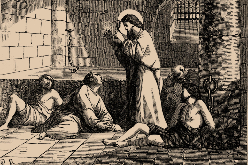 Гравюра, изображающая святого Валентина. Шарль Диодор Рауль, 1886 г.