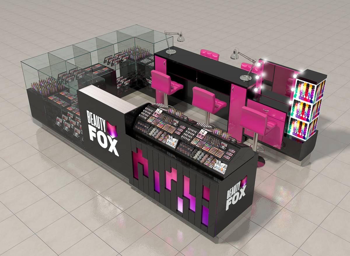 Нейл-бар, совсещенный с точкой продаж косметики. Дизайн - ООО Додель, dodele.ru