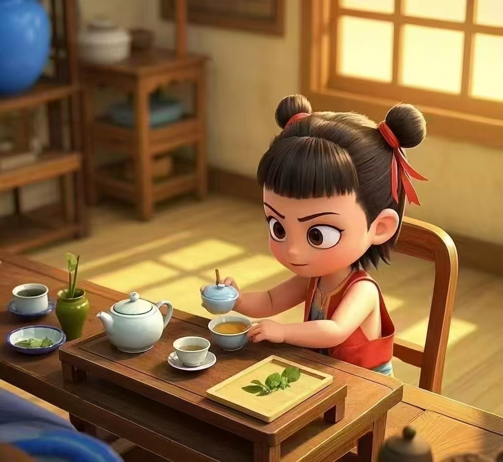 Нэчжа тоже умеет заваривать чай в гайване.