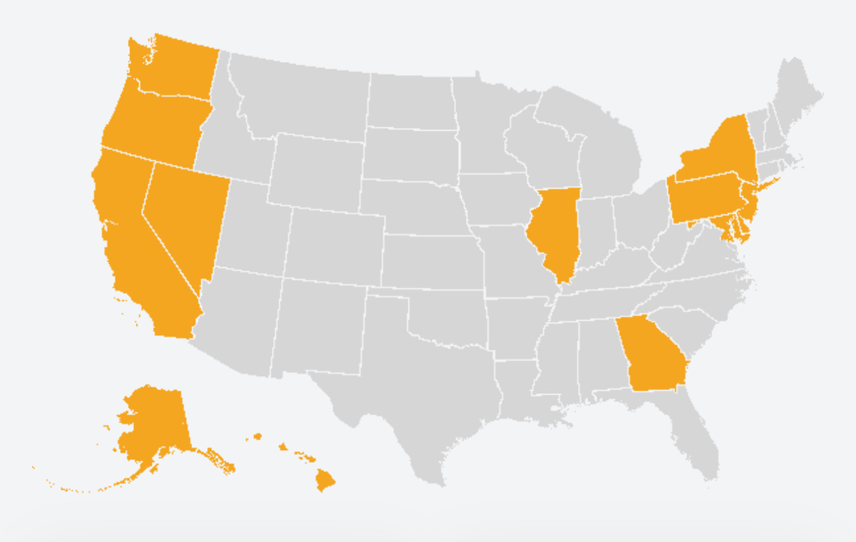 Штаты, в которых я побывал за 7 поездок