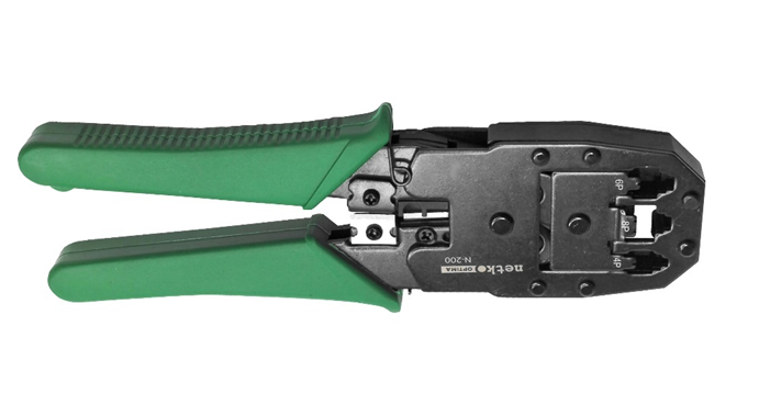 N-200 Инструмент для обжима (кримпер) 8P8C/RJ45,6P6C/RJ12,6P4C/RJ11,6P2C,4P4C,4P2C/Plugs&Dec/ OFF set plug 6P6C металлический, NETKO Optima