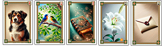 Собака+Птицы+Книга+Лилии+Письмо