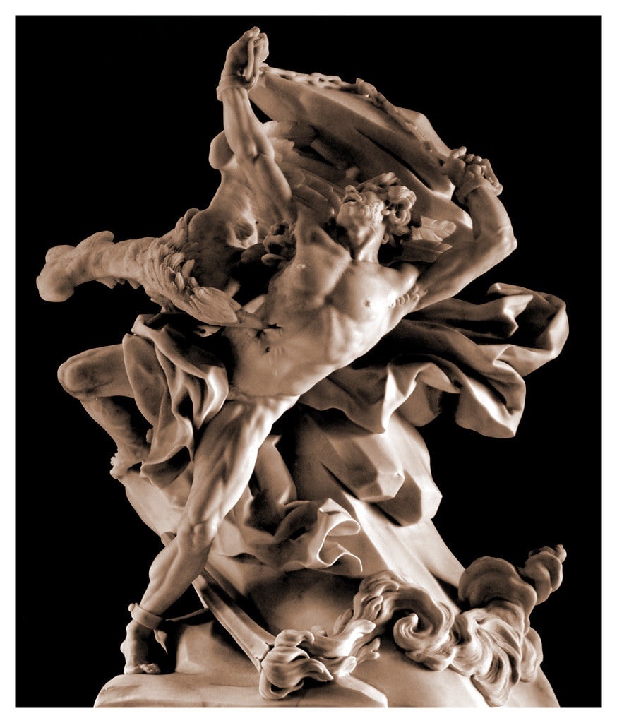 Текст иллюстрирован изображением скульптуры Николя-Себастьяна Адама «Прометей прикованный»