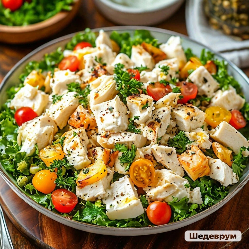 Салат с курицей.