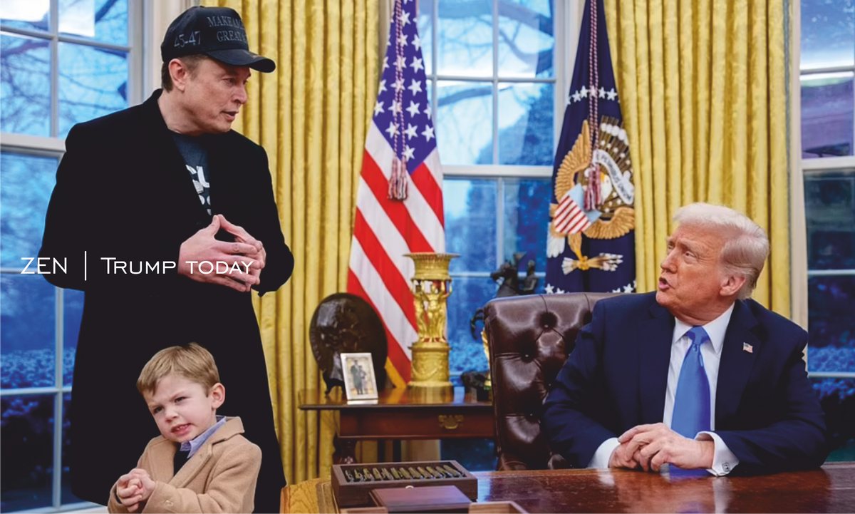 12 февраля 2025 года Илон Маск пришёл в Белый дом на встречу с президентом США Дональдом Трампом вместе с сыном. Во время встречи сын Илона Маска фотографировался со смешными рожицами, падал на пол и забирался на плечи отца. Однако все присутствующие не обращали на это внимания. / Фото: Getty Images