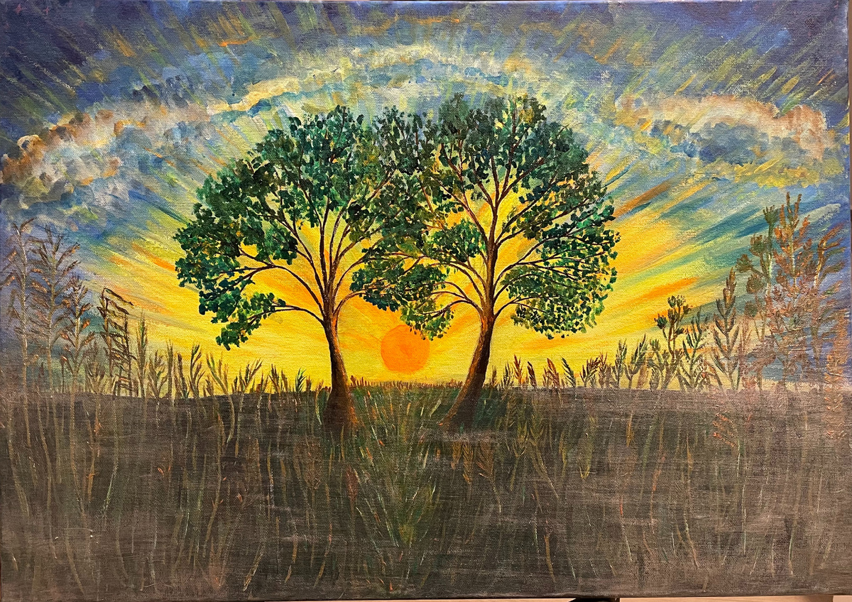 Я нарисовала эту кратину в декабре 2021 года, акриловыми флюоресцентными красками. О чем эта кратина рассказано далее в статье