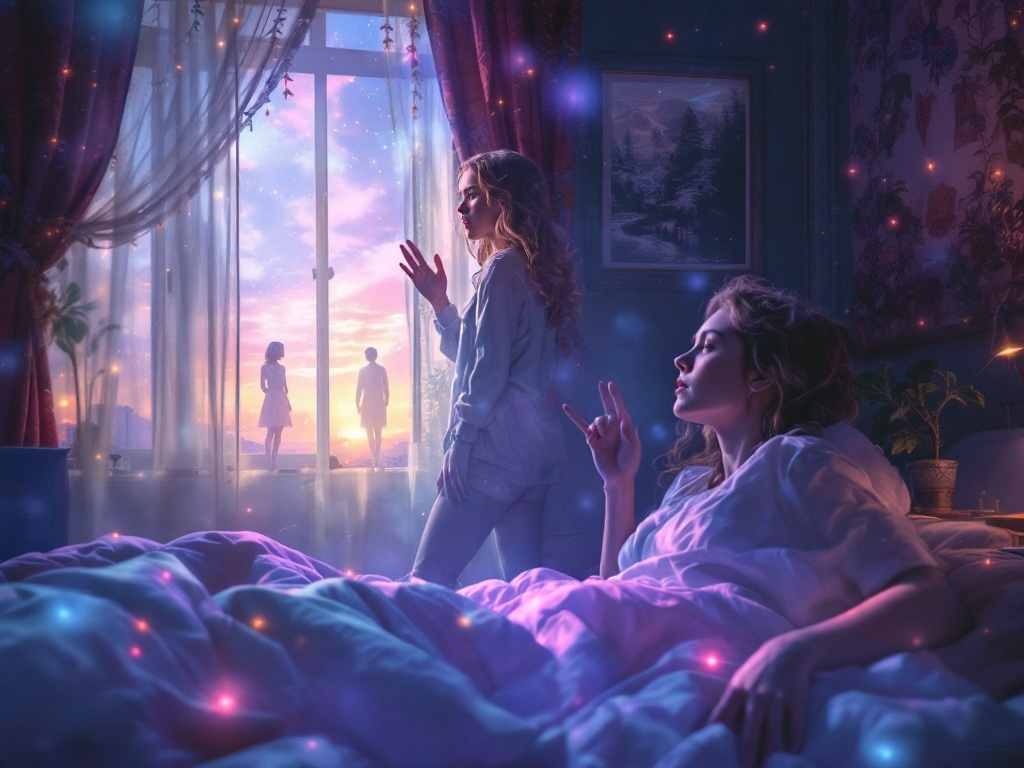    К чему такое снится: На картине изображена сцена, где Владимир Высоцкий стоит рядом с женщиной в обычной комнате. Он смотрит ей в глаза и жестикулирует руками, как будто передает ей важн